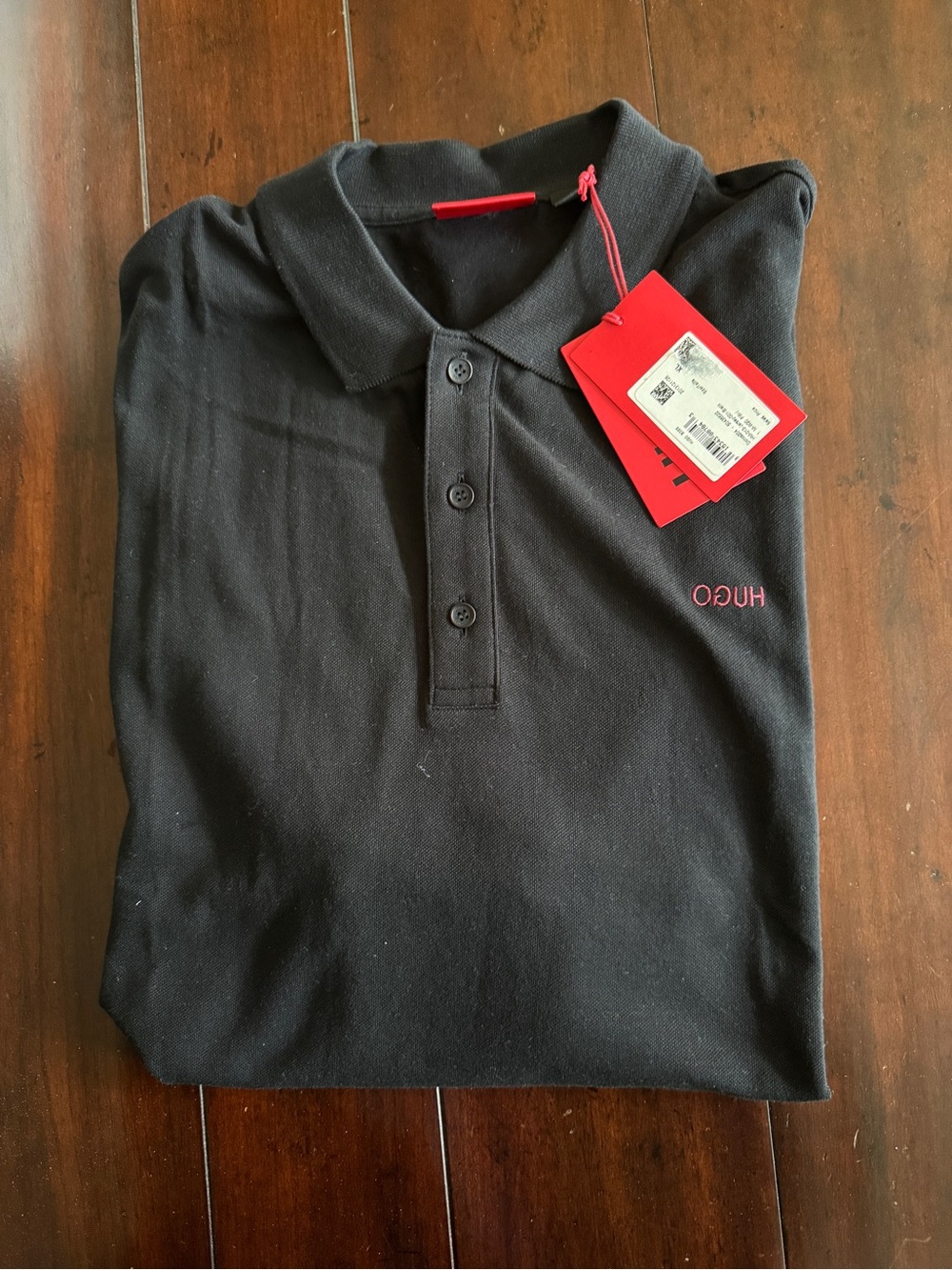 HUGO Black Polo with Red Accent Logo